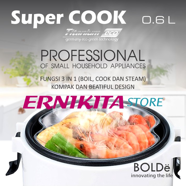 BOLDe SUPER COOK 3 IN 1 - Personal Mini Rice Cooker 0,6 L
