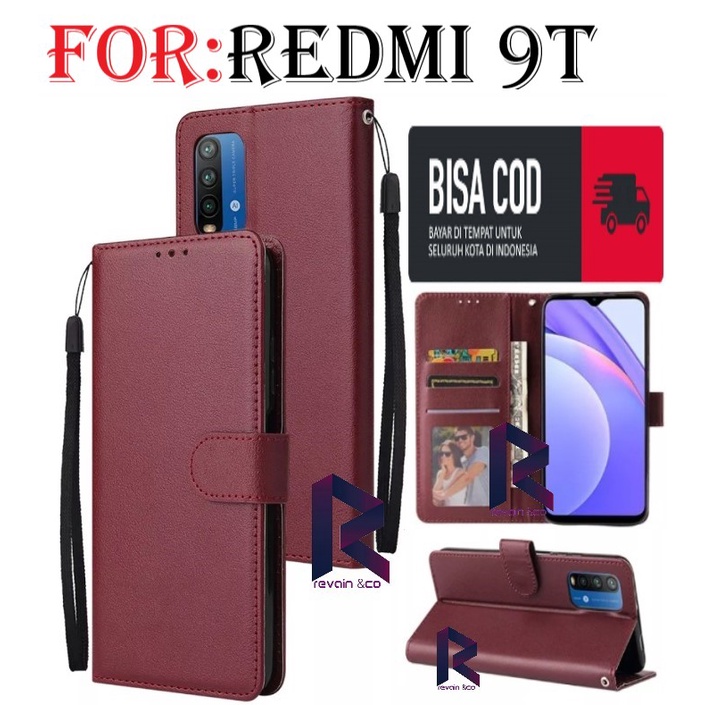 SARUNG KULIT XIAOMI REDMI 9T CASE FLIP WALLET LEATHER KULIT PREMIUM FLIP COVER SARUNG BUKA TUTUP FLIP CASE REDMI 9T