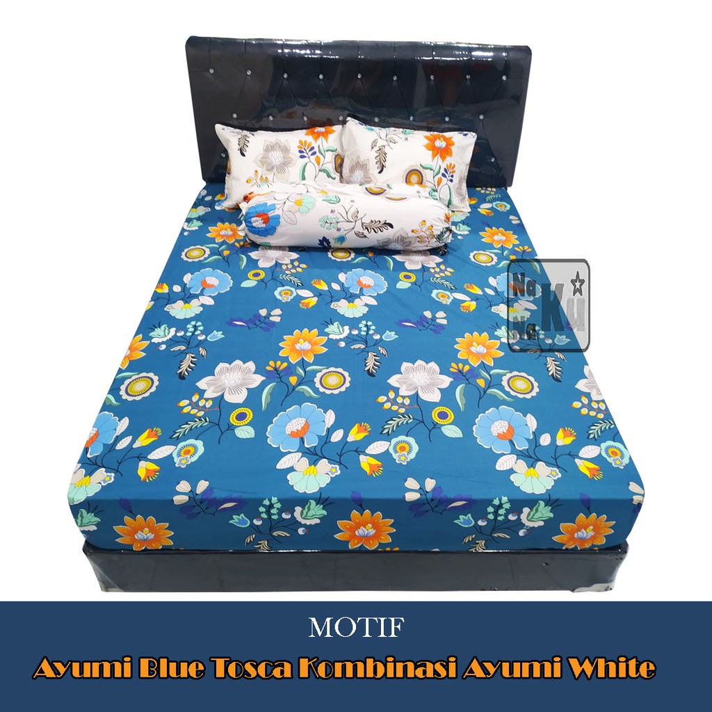 Sprei Set Katun Premium dgn Karet Anti Geser - Tinggi 30cm - Motif D