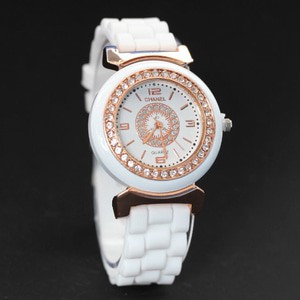 Jam Tangan Wanita / Cewek Murah Chanel SK800 Rubber / Karet White