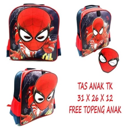 NEW ARRIVAL ~ COD ~ Tas Ransel Sekolah ANak TK + Topeng Iron Man Spiderman Batman Captain