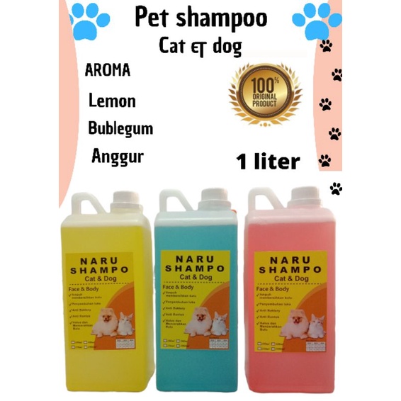 Shampoo kucing anjing anti kutu/ jamur / kusam dan pelembut bulu netto 1 liter