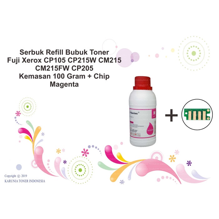 Serbuk Toner Xerox CP215 CM215 CM215FW CP205 + Chip 100 Gram Magenta