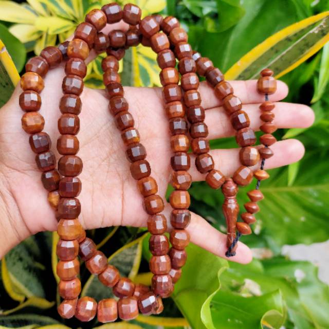 Tasbih 99 kokka kaukah bulat cutting 10,5 mm coklat