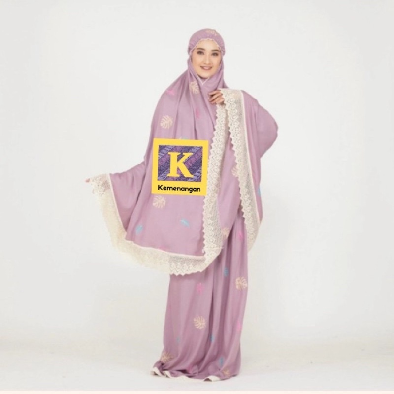 Mukena Dewasa Bordir Daun Monstera / Jabol (Daun Janda Bolong) Bahan Rayon Premium