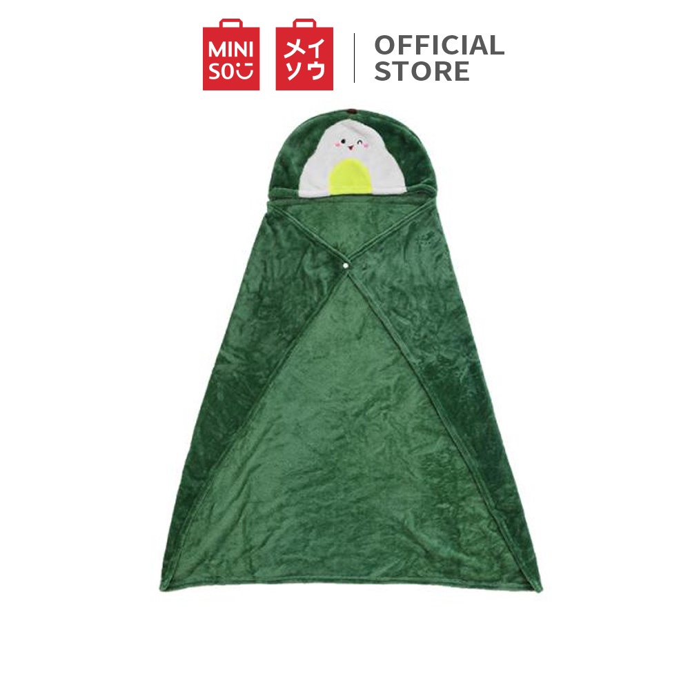 Miniso Selimut Lucu dengan Hoodie Selimut rekreasi kantor Tetap hangat Tidur sebentar selendang-avocado