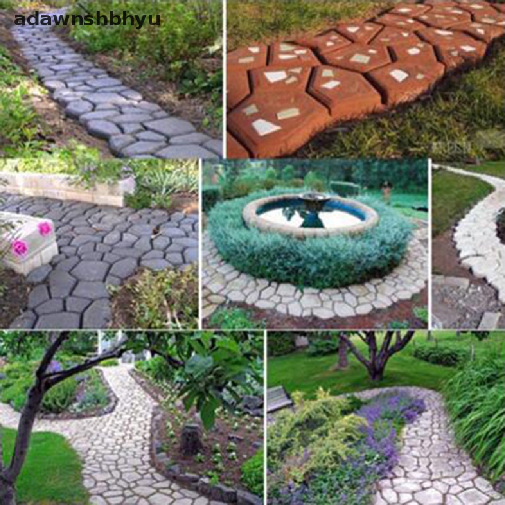 Cetakan Pembuat Path adawnshbhyu Reusable Concrete Cement Stone Design Paver Walk Mould Reusable