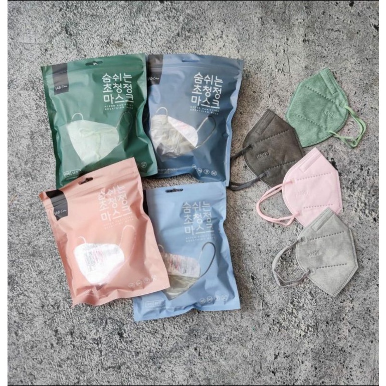 Masker KN95 Warna Nude Tali Senada Abu Muda Pink Abu Tua Matcha 4 PLY ORIGINAL Korea