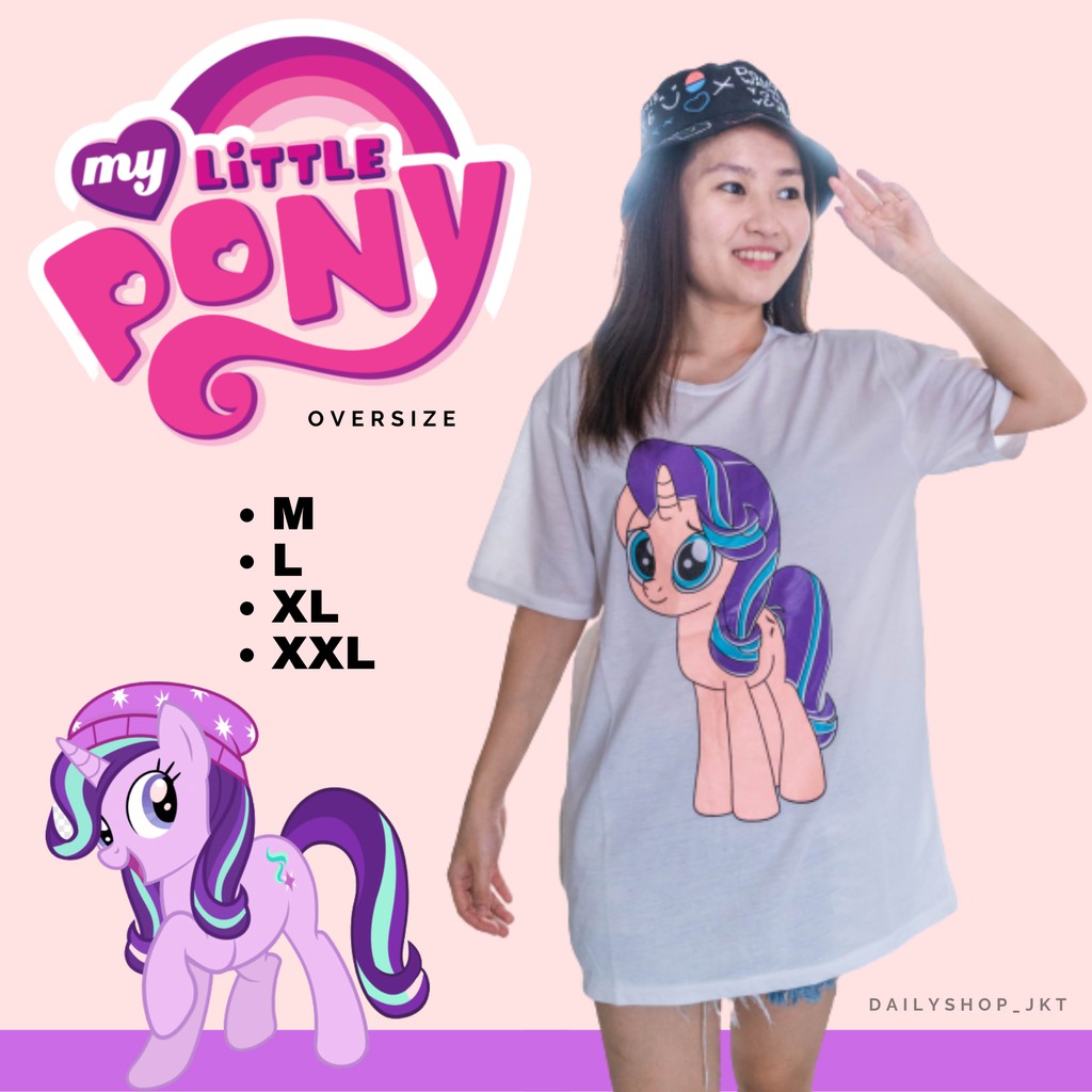  BAJU  KAOS KATUN LITTLE PONY OVERSIZE HITAM  PINK  UNGU JUMBO 