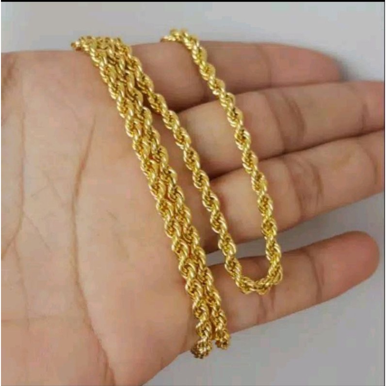 promo cod kalung tambang 30cm-45cm-60cm belapis emas 24k sangat mewah