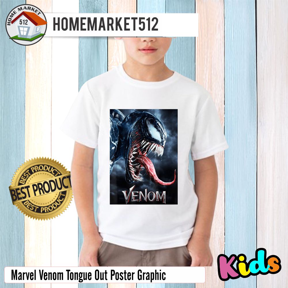 Kaos Anak Marvel Venom Tongue Out Poster Graphic Kaos Anak Laki-laki Dan Perempuan Premium SABLON ANTI RONTOK | HOMEMARKET512