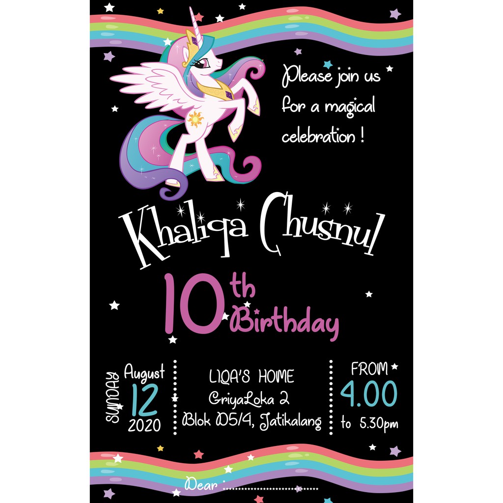 Jual AFY Undangan Kartu Undangan Ulang tahun Tema Unicorn C005 | Shopee