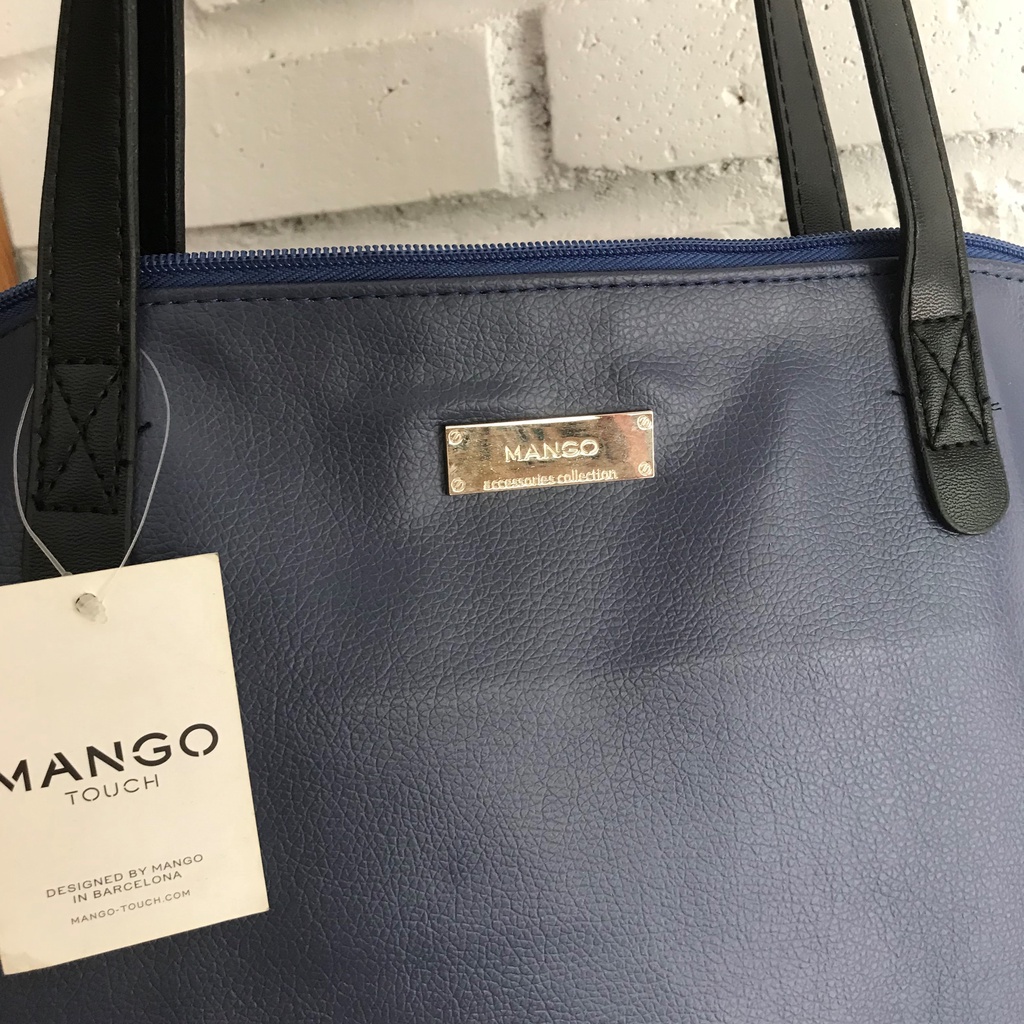 Tas Wanita Mango Polos Totebag MNG Shopper bag Biru Import