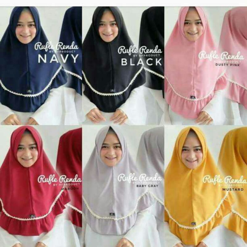 Jilbab Instan Jersiy/Kerudung Rempel Renda / Hijab Instan Jumbo/Jilbab Cantik Mewah