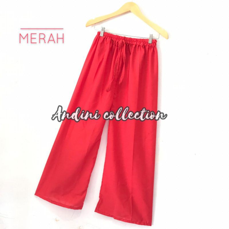 celana kulot polos full karet-Merah