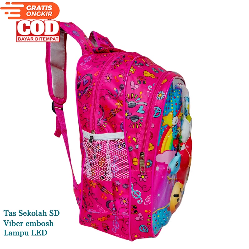 Tas 3D Timbul Ransel Anak Sekolah SD/TK Emboss / tas ransel anak / tas ransel anak laki laki / tas ransel anak perempuan / tas ransel anak BT-5 LAMPU