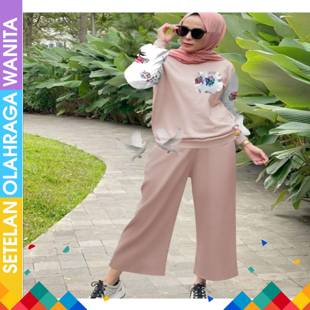 Setelan olahraga wanita jumbo ukuran baju senam muslim OUTFIT SPORTY TIME SET ZOLAQU Original Sete