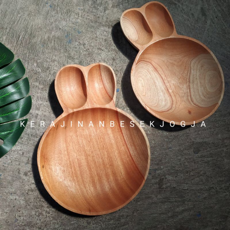 PIRING KELINCI MAHONI piring anak anak piring makan piring lucu piring kayu modern piring