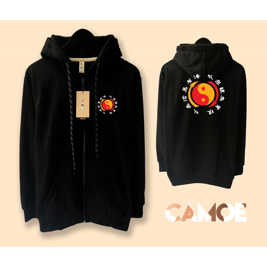 jaket hoodie zipper yinyang chinese