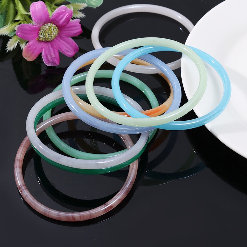 Gelang Bangle Bahan Kaca Giok Imitasi Bentuk Bulat Untuk Wanita