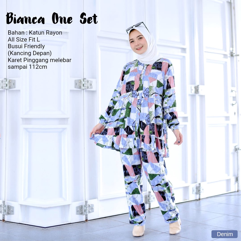 Piyama Dewasa - One Set Kekinian - Setelan Wanita Abstrak - Bianca One Set - One Set Katun Rayon