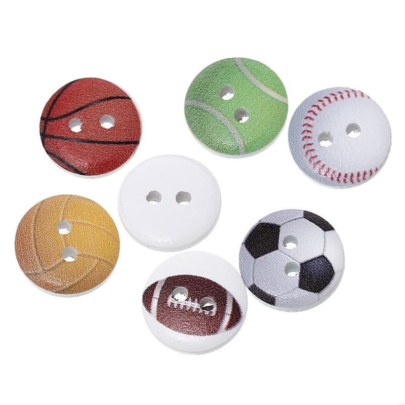 Kancing Kayu Dua Lubang - Ball Game Style (10pcs)