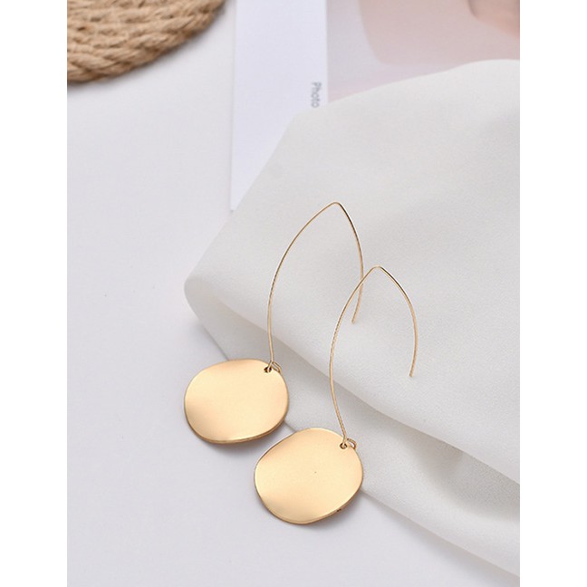 LRC Anting Gantung Fashion Gold Round Long Earrings D46032