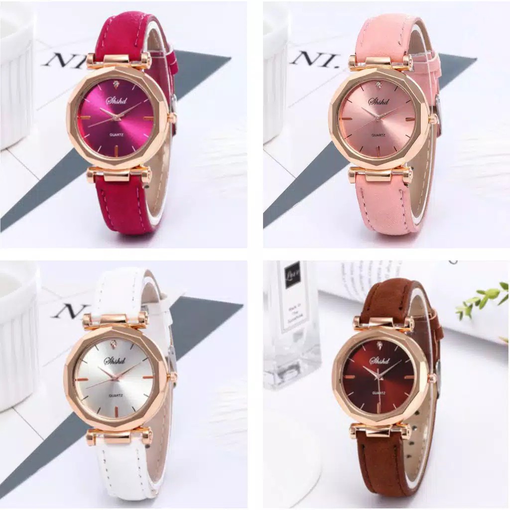 Jam Tangan Kulit Shshd Fashion Elegan Wanita Watch Souvenir Import Grosir Murah Batam