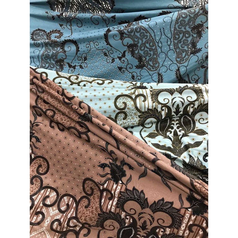 Kain Batik Meteran Premium Bahan Sutra Halus Semi Silk Sutera Satin Asli Solo