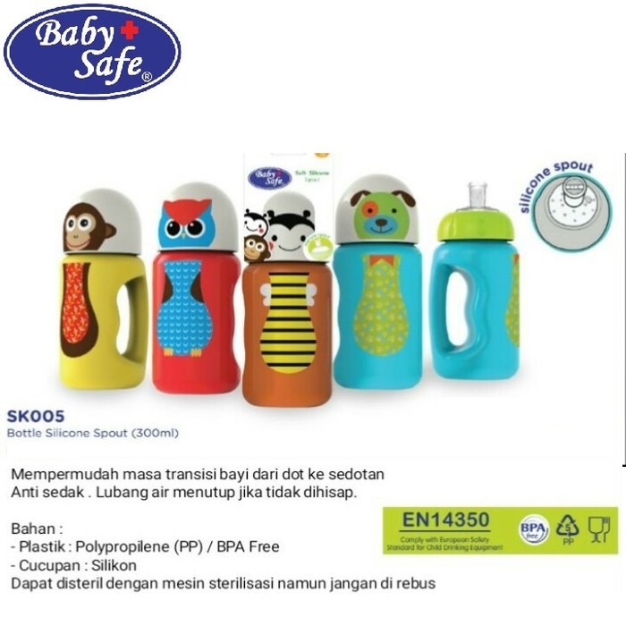Botol Minum Aesthetic Jessen Baby Safe Babysafe SK 005 Bottle Silicone Spout Cup 300ml Gratis Ongkir