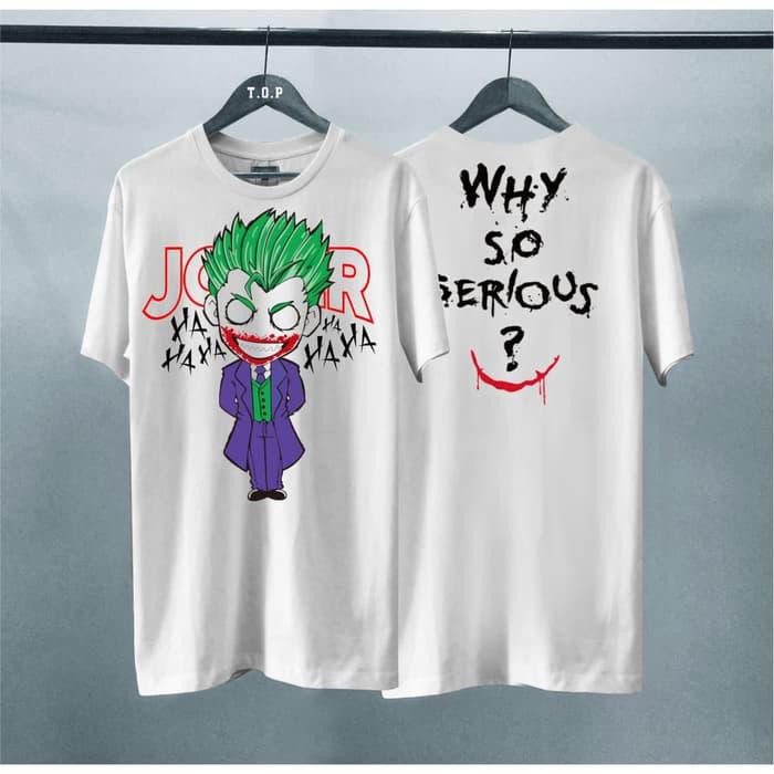 T-shirt Joker / Baju Kaos Distro Pria Joker Putih Pendek Slimfit