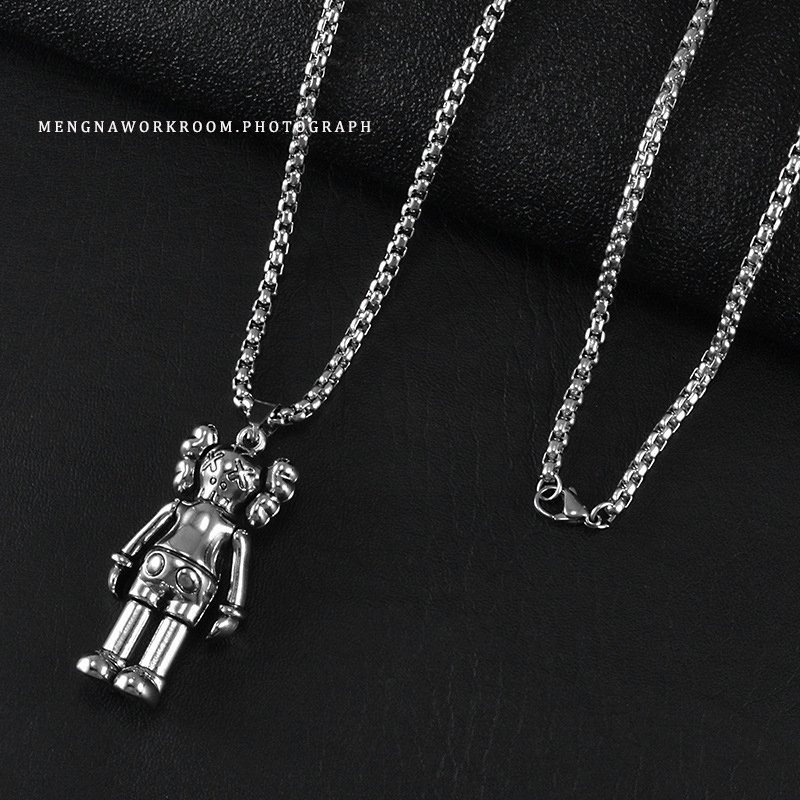 Kaws Kalung Liontin Boneka Sesame Street Bahan Titanium Steel Gaya Hip Hop Untuk Pasangan