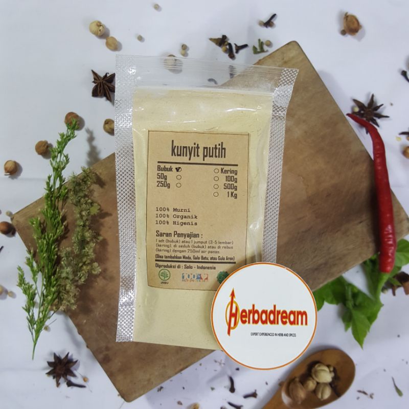 

250 GRAM BUBUK KUNYIT PUTIH KUNIR PUTIH WHITE CURCUMA ALBA POWDER TEPUNG SERBUK