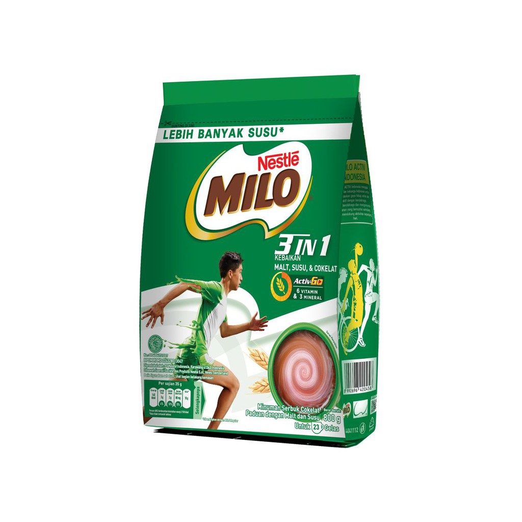 

MINUMAN BUBUK SUSU COKELAT MILO 3 IN 1 REFILL 800 GR POUCH ISI ULANG