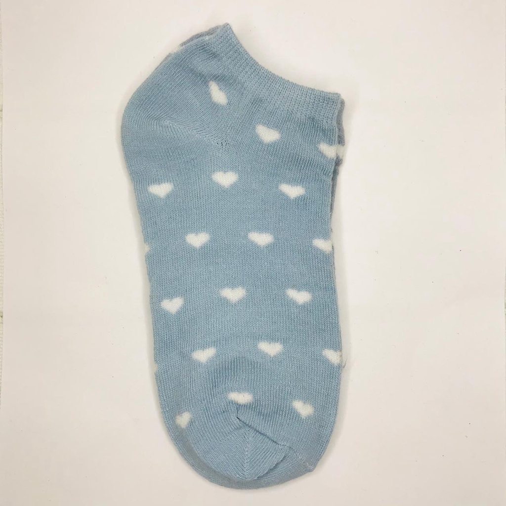 TOMSTORE.ID R097 Kaos Kaki Motif Wanita Pria Korea Cute Semata Short Socks Pendek Fashion Import-LOVE BIRU
