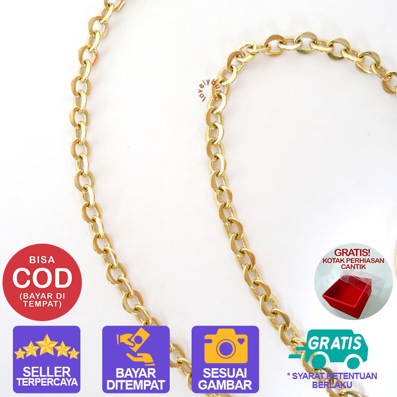 Lovelybutik Kalung Titanium Anti Karat Marsa kalung Wanita Titanium Panjang kalung 45 Cm BONUS KOTAK PERHIASAN