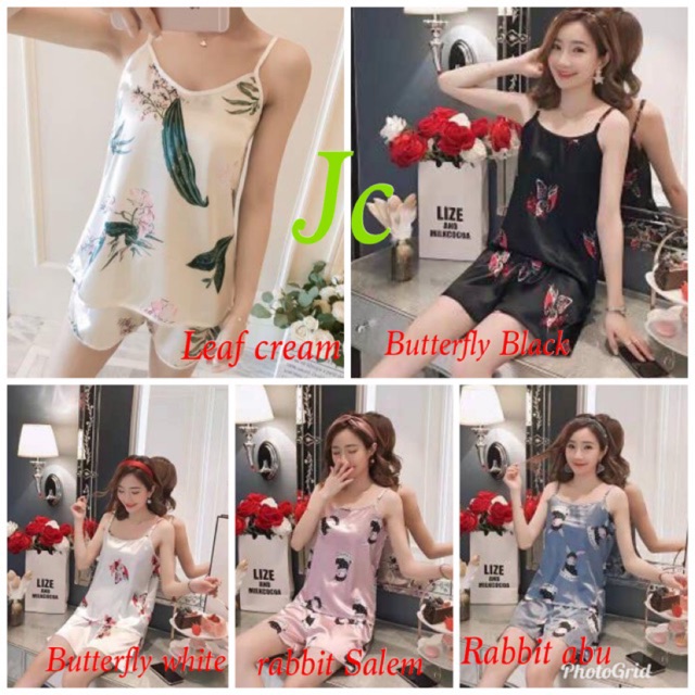 RESTOCK JC- Set Tanktop Import / Sexy sleepwear / Set kensi import / Baju tidur wanita sexy