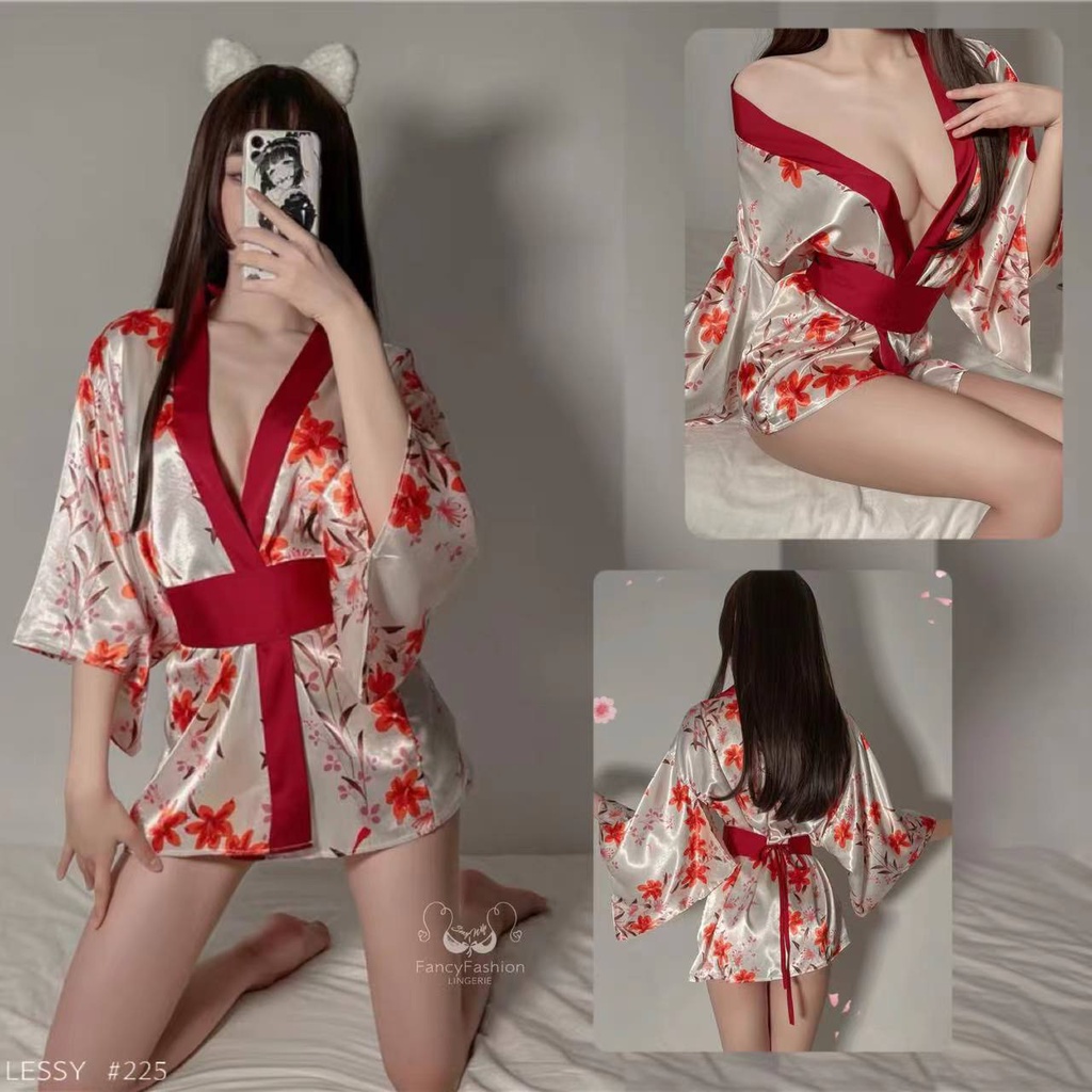 SL225 Sexy Lingerie Kimono Baju Tidur Sexy Lingerie Wanita / Kimono Satin / Costom Kimono Jepang