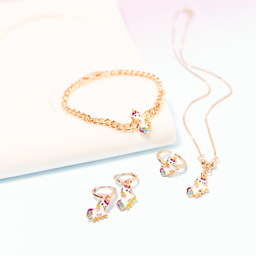 Y044 Set Perhiasan Anak Unicorn set kalung anting anak kalung gelang anak set gelang anak titanium