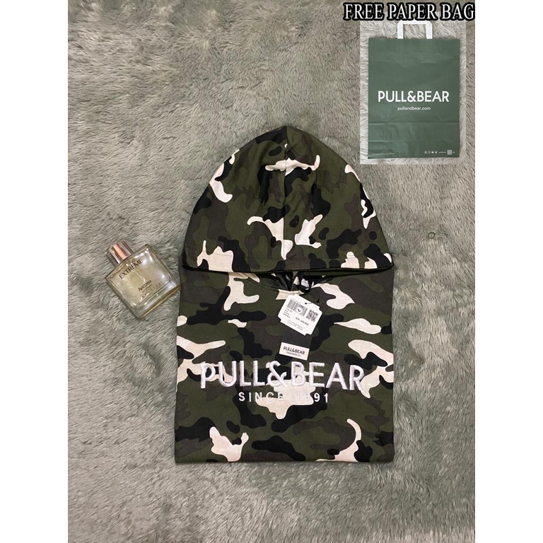 { FREE PAPER BAG } JAKET HOODIE PULL AND BEAR EMBOSS LORENG CAMO // SWEATER PULL &amp; BEAR SABLON TIMBUL FULL LEBEL TERLARIS