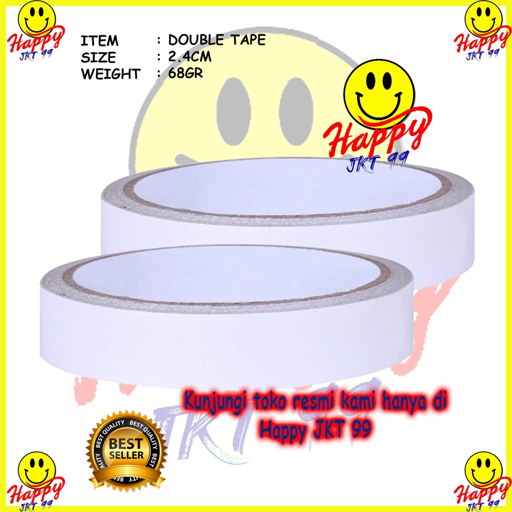 [ HAPPY JKT 99 ] ISOLASI DOUBLE TAPE SOLVENT 2.4CM X 12M