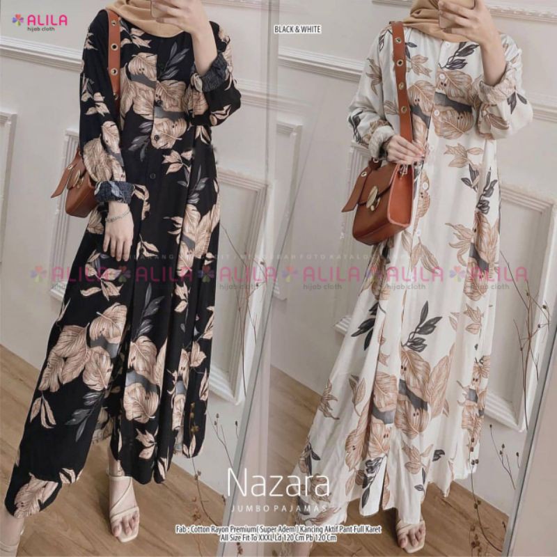 NAZARA PAJAMAS JUMBO/SETELAN LONG TUNIK JUMBO/KATUN RAYON PREMIUM/LD 120 CM FIT XXXL