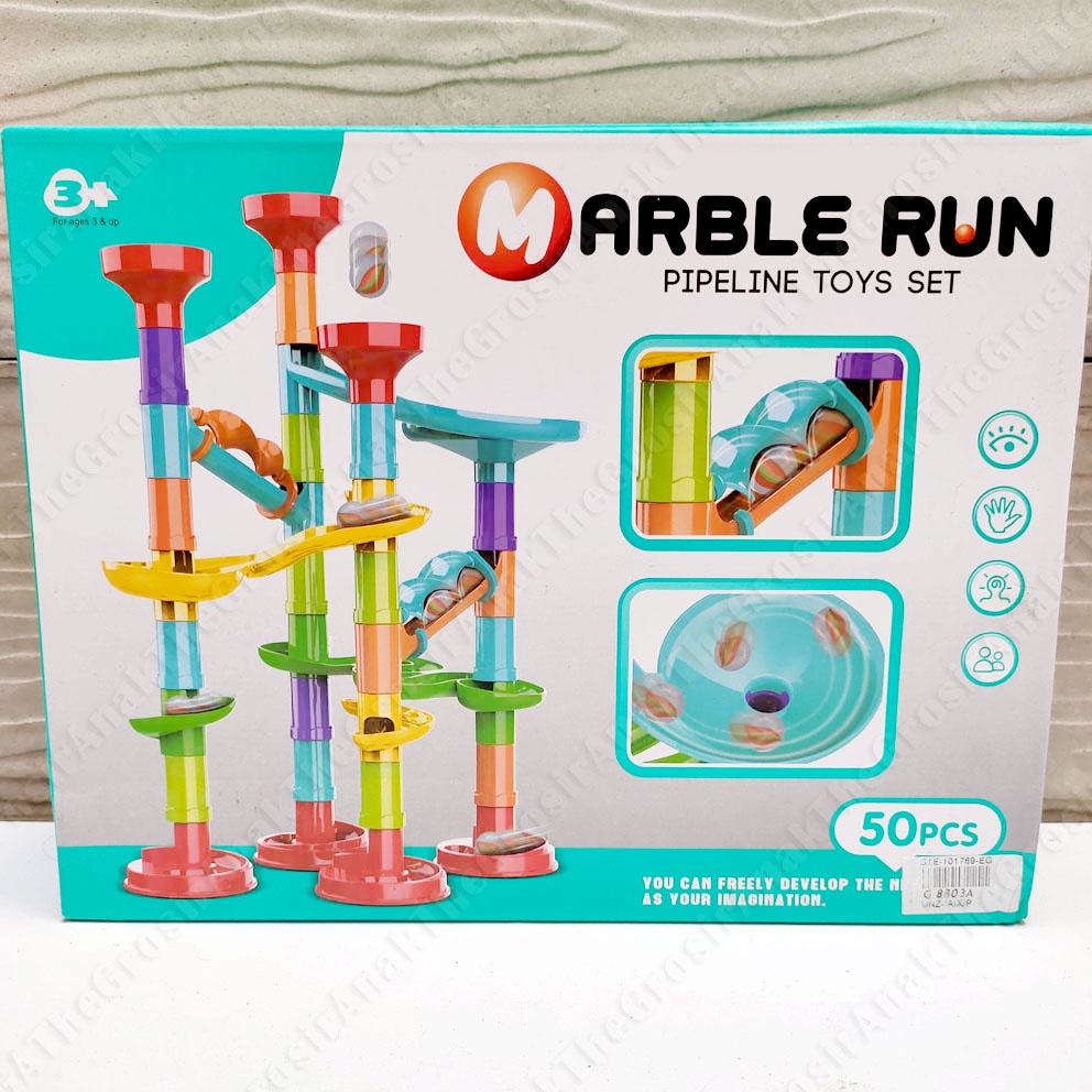 Marble Run Pipe Toys Set Mainan DIY Pipa Seluncuran Jalur Kelereng