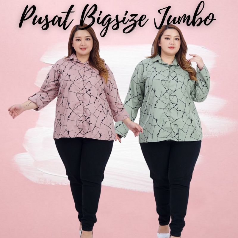 LD 130 - KEMEJA BIG SIZE WANITA BE ATASAN KEMEJA JUMBO 06 MOTIF