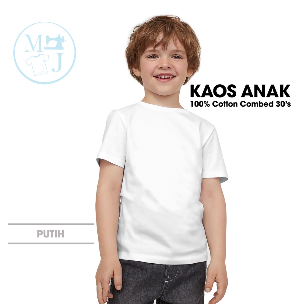 Kaos polos anak combed 30s / Fashion anak / Kaos polos putih / Kaos anak murah / Kaos anak putih