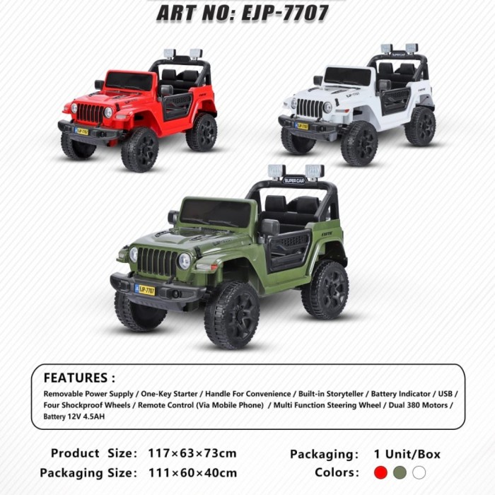 EXOTIC Mobil Aki Mainan Anak ATV Jeep Remote EJP 7707