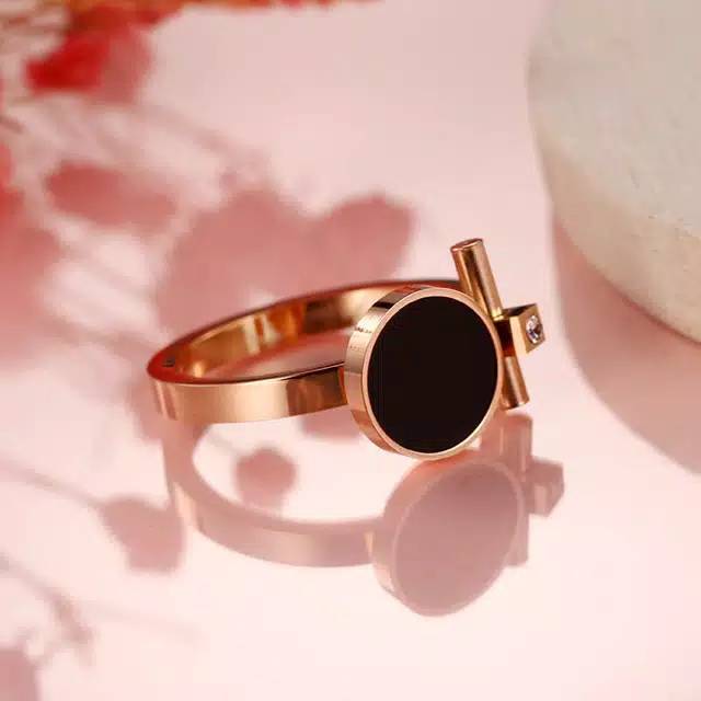 Gg Cincin Titanium Premium Model Bulet Hitam #CC-128