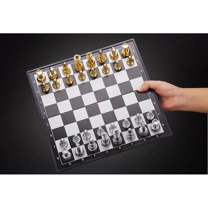 New Magnetic Chess Board Medieval Catur Set Lipat Portable 32emas Perak Catur Potongan Berkualitas Permainan Catur Mainan Hadiah