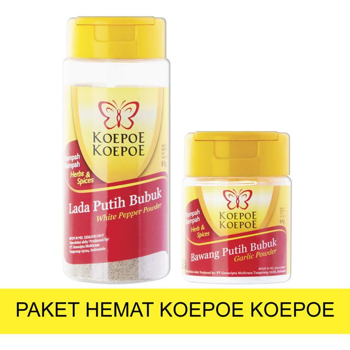 

Promo Awal tahun PAKET HEMAT KOEPOE KOEPOE LADA PUTIH 85 G + BAWANG PUTIH 64 G Big Sale