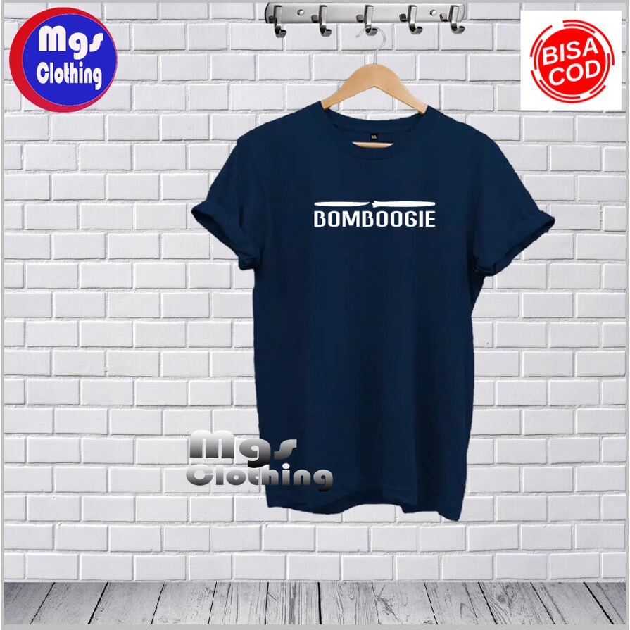 Mgs Clothing Baju Kaos Distro Bomboogie Text Putih Lengan Pendek Premium Quality